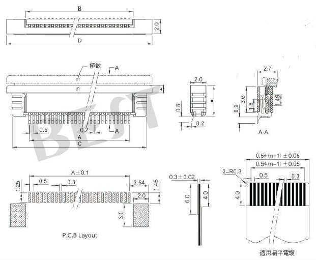 FPC连接器0.5K-AX-nPWB参考图纸